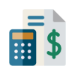 Calculator and paper with dollar sign.